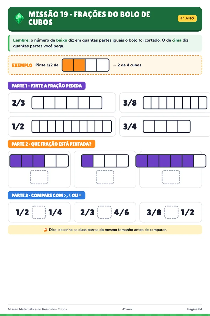 Atividade do 4º ano: frações